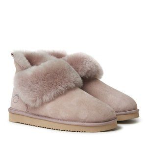 Fireside By Dearfoams Women's Perth Genuine Shearling Foldover Boot 9 NWOT